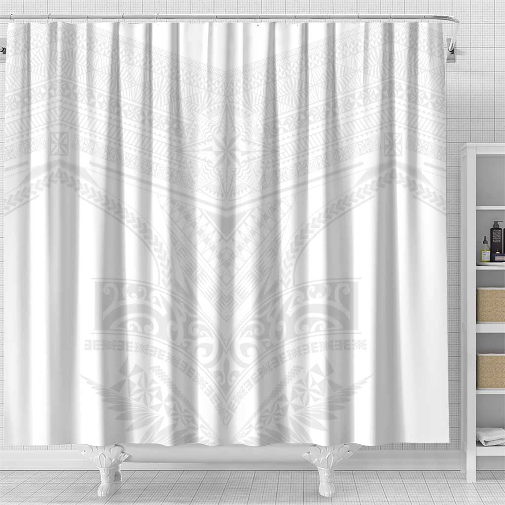 Tonga White Sunday Shower Curtain Tongan Tribal Heritage Tattoos - Polynesian Pride
