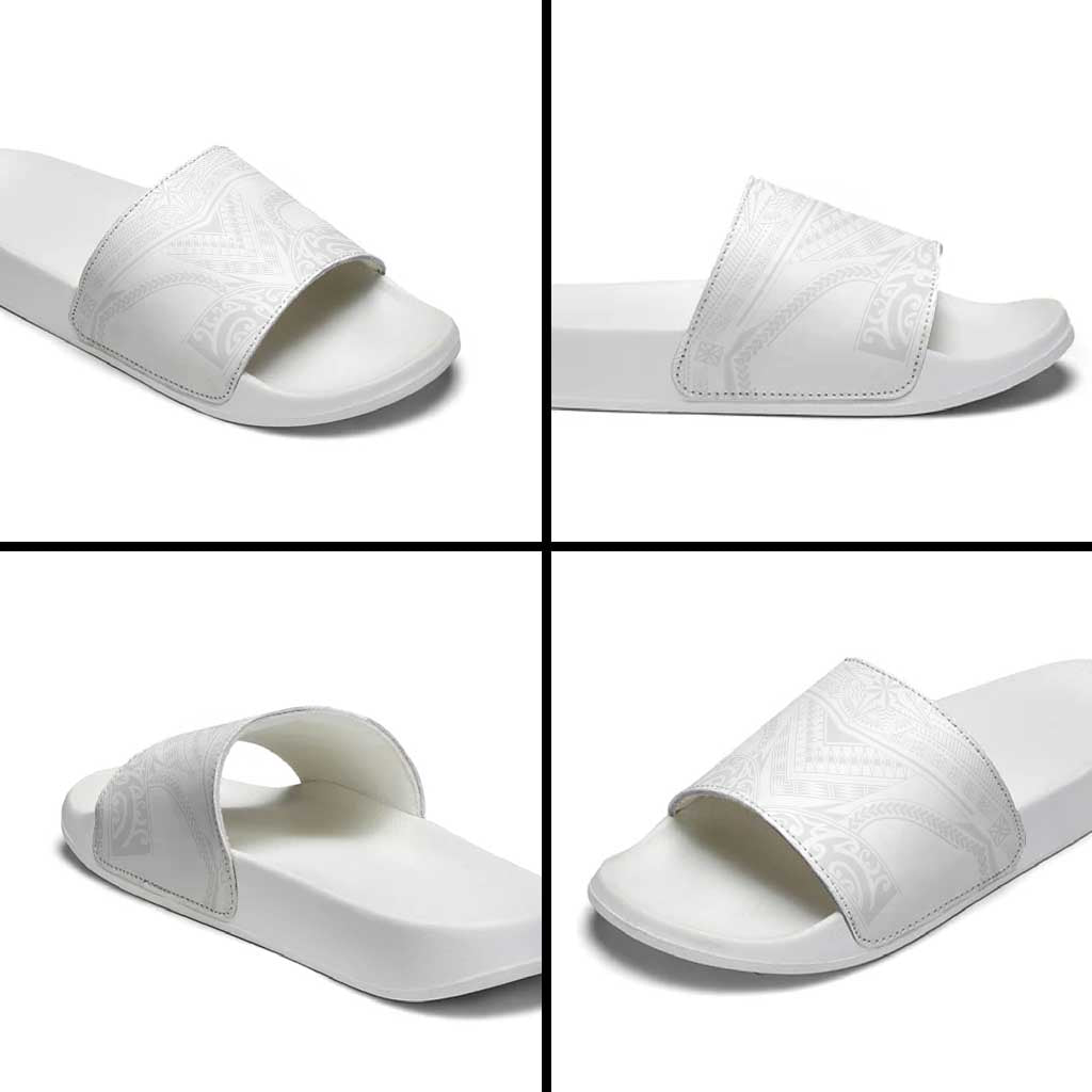 Tonga White Sunday Slide Sandals Tongan Tribal Heritage Tattoos - Polynesian Pride