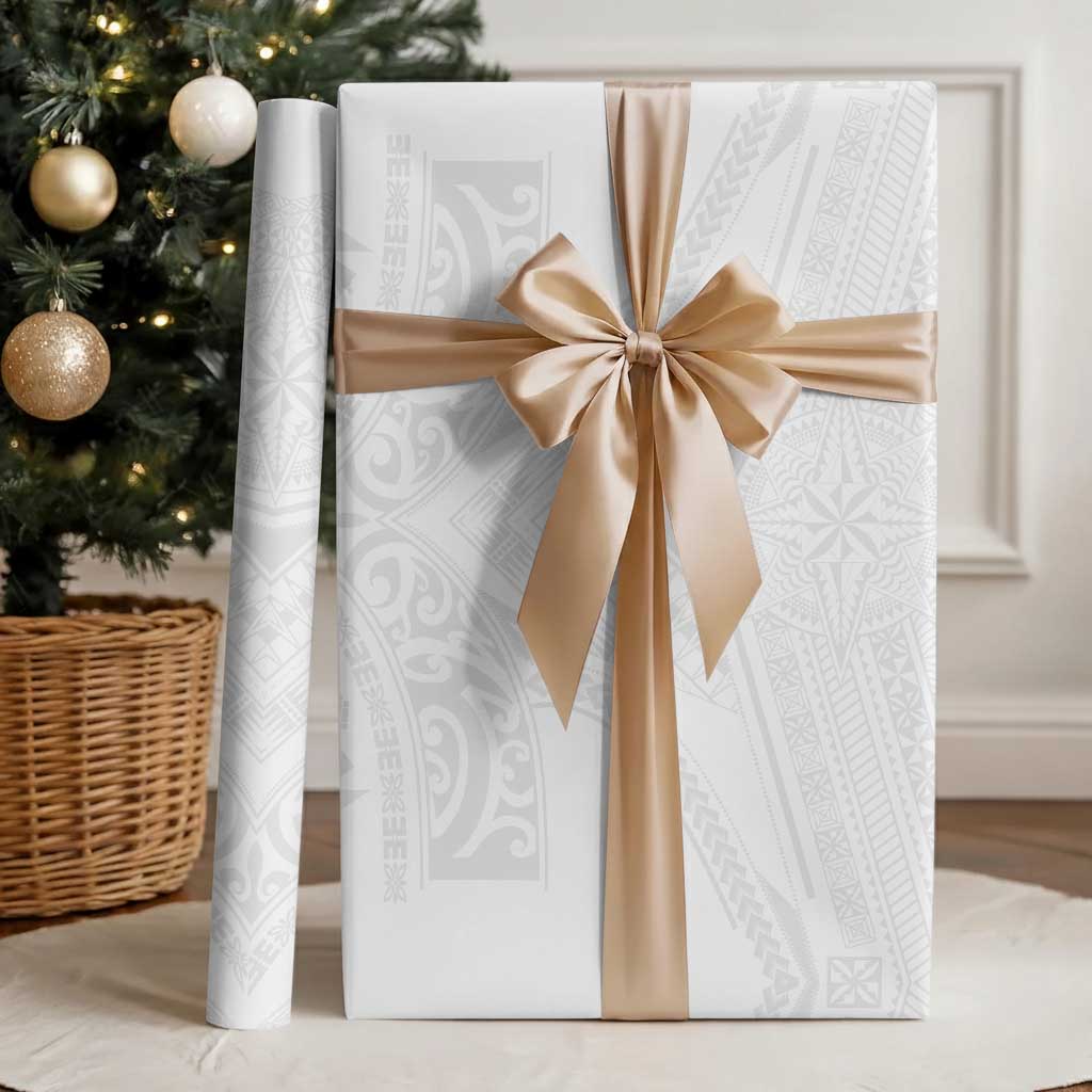 Tonga White Sunday Wrapping Paper Tongan Tribal Heritage Tattoos - Polynesian Pride