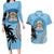 Personalised Fiji Couples Matching Long Sleeve Bodycon Dress and Hawaiian Shirt Tapa Pattern Fijian Coat of Arms and Palm Tree LT03 Blue - Polynesian Pride