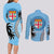 Personalised Fiji Couples Matching Long Sleeve Bodycon Dress and Long Sleeve Button Shirts Tapa Pattern Fijian Coat of Arms and Palm Tree LT03 - Polynesian Pride