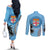 Personalised Fiji Couples Matching Off The Shoulder Long Sleeve Dress and Long Sleeve Button Shirts Tapa Pattern Fijian Coat of Arms and Palm Tree LT03 - Polynesian Pride