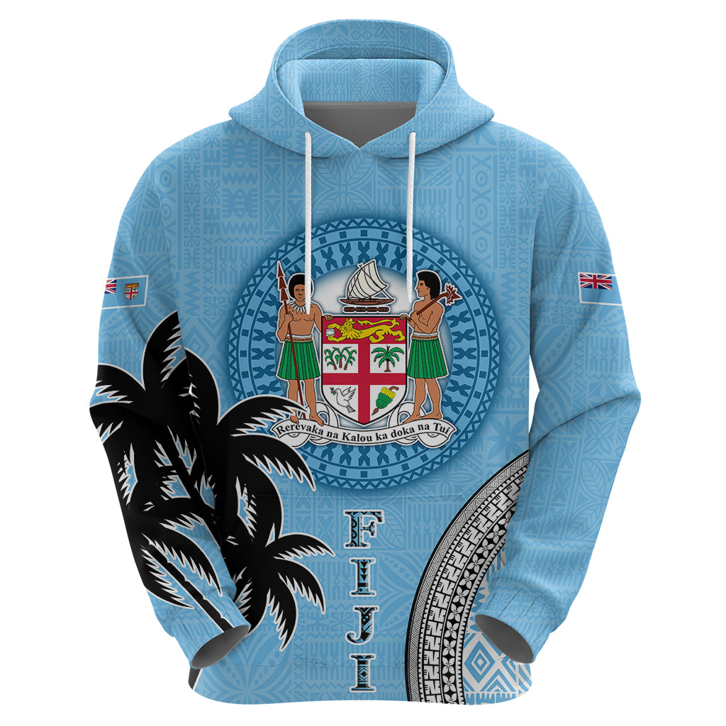 Personalised Fiji Hoodie Tapa Pattern Fijian Coat of Arms and Palm Tree LT03 - Polynesian Pride