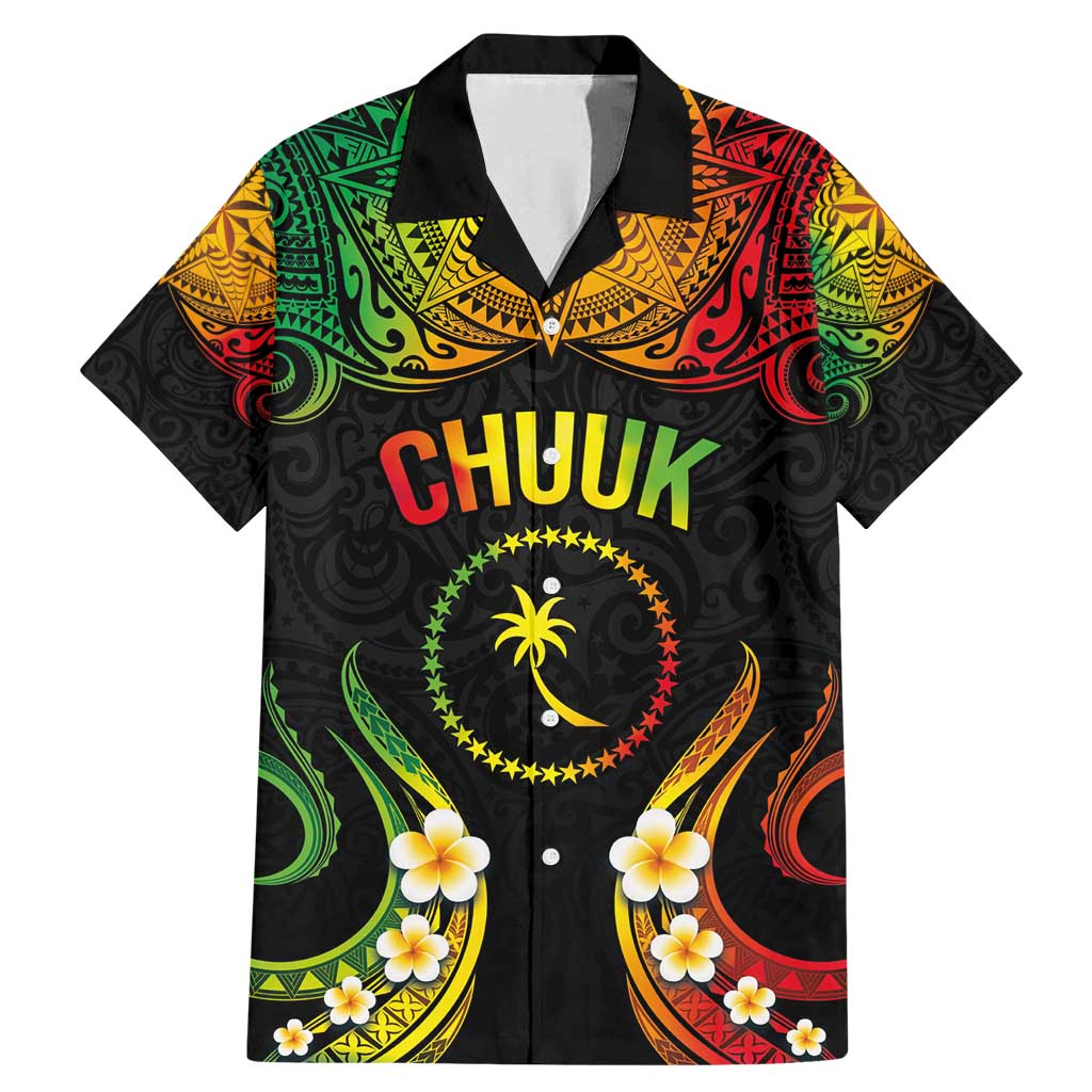 Personalised Chuuk Independence Day Family Matching Mermaid Dress and Hawaiian Shirt Polynesian Tattoo and Plumeria Reggae Color