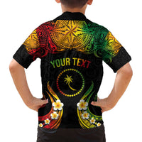 Personalised Chuuk Independence Day Family Matching Puletasi and Hawaiian Shirt Polynesian Tattoo and Plumeria Reggae Color LT03 - Polynesian Pride
