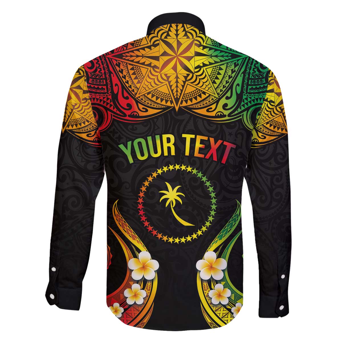 Personalised Chuuk Independence Day Family Matching Puletasi and Hawaiian Shirt Polynesian Tattoo and Plumeria Reggae Color LT03 - Polynesian Pride