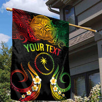 Personalised Chuuk Independence Day Garden Flag Polynesian Tattoo and Plumeria Reggae Color