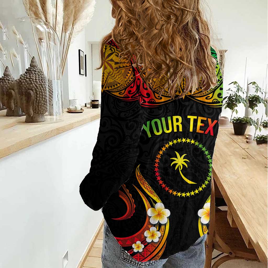 Personalised Chuuk Independence Day Women Casual Shirt Polynesian Tattoo and Plumeria Reggae Color LT03 - Polynesian Pride