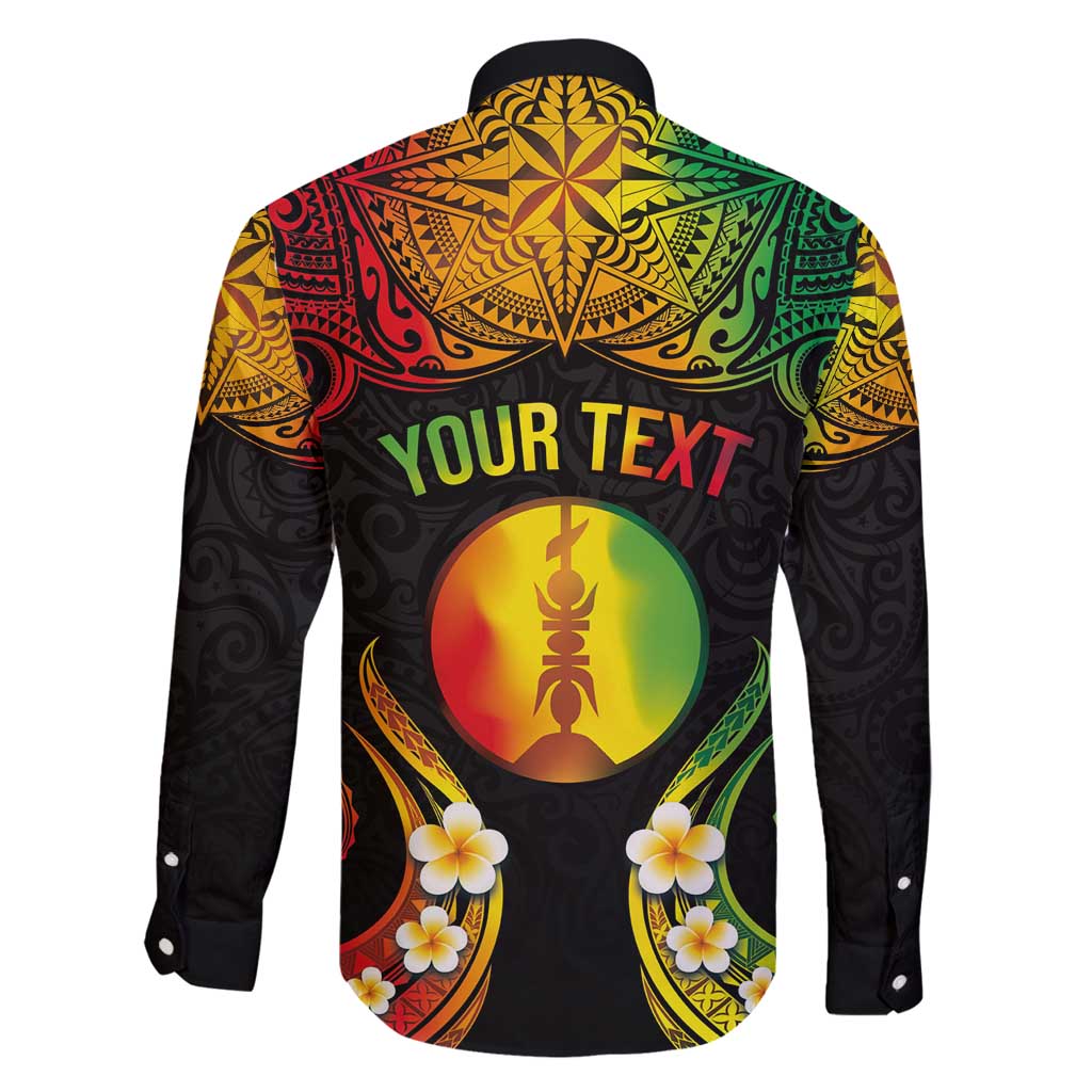 Personalised New Caledonia Independence Day Family Matching Long Sleeve Bodycon Dress and Hawaiian Shirt Polynesian Tattoo and Plumeria Reggae Color