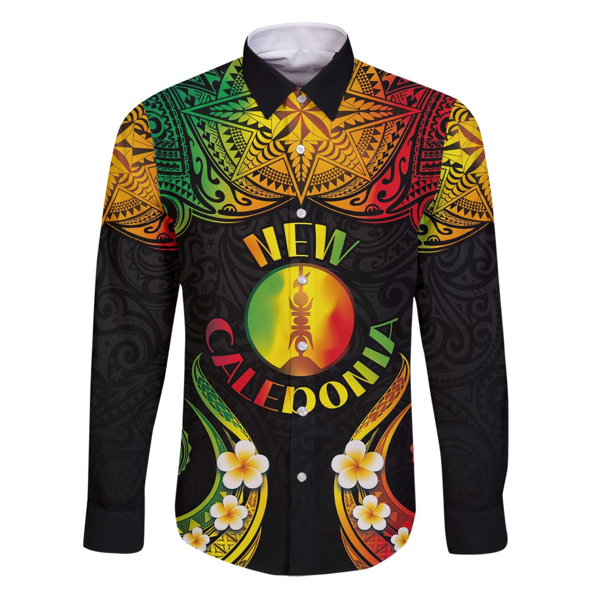 Personalised New Caledonia Independence Day Family Matching Off Shoulder Short Dress and Hawaiian Shirt Polynesian Tattoo and Plumeria Reggae Color