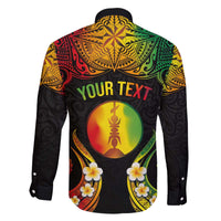 Personalised New Caledonia Independence Day Family Matching Off Shoulder Short Dress and Hawaiian Shirt Polynesian Tattoo and Plumeria Reggae Color