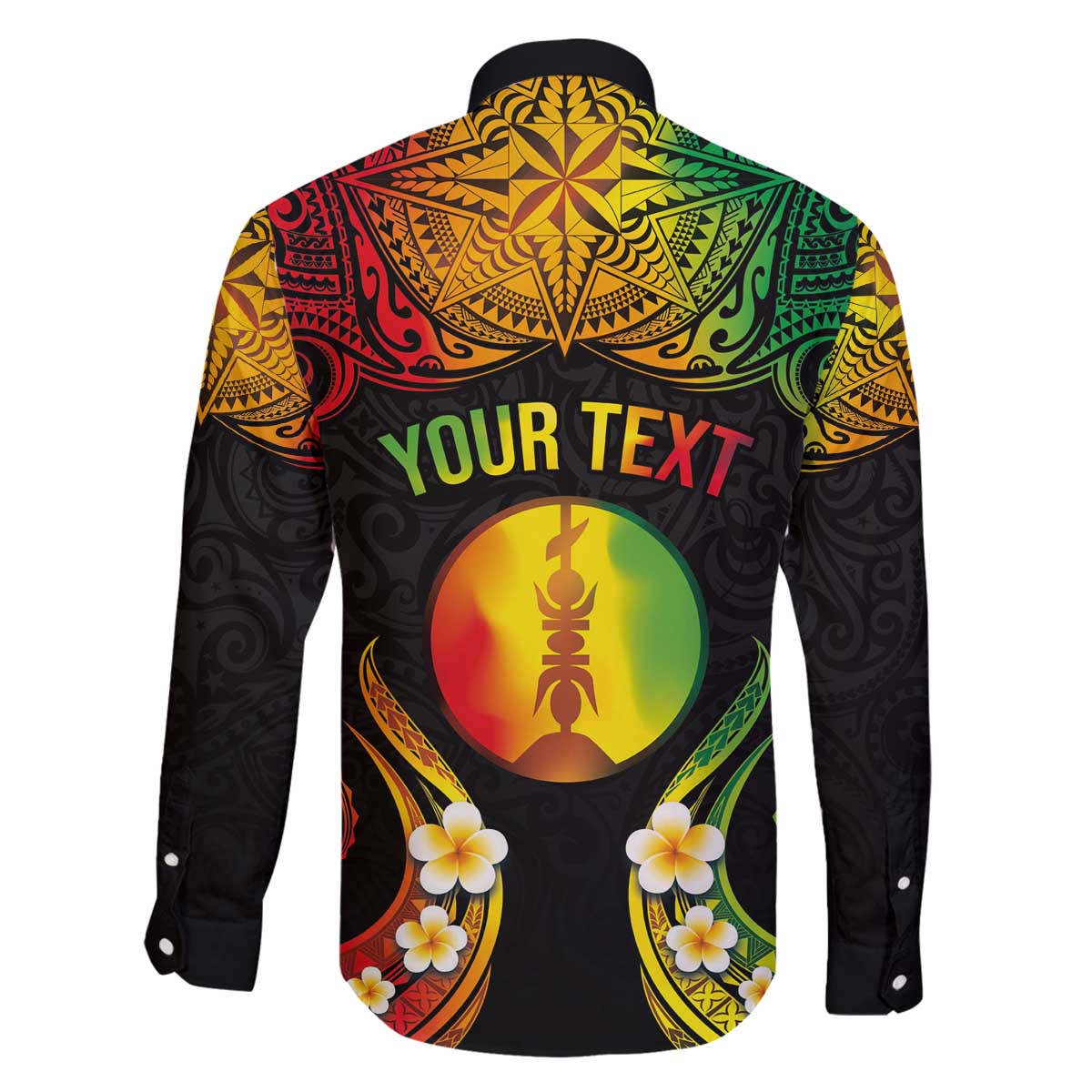 Personalised New Caledonia Independence Day Family Matching Puletasi and Hawaiian Shirt Polynesian Tattoo and Plumeria Reggae Color
