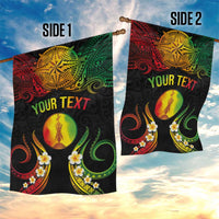 Personalised New Caledonia Independence Day Garden Flag Polynesian Tattoo and Plumeria Reggae Color