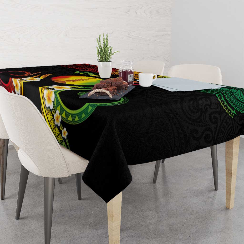 Personalised New Caledonia Independence Day Tablecloth Polynesian Tattoo and Plumeria Reggae Color