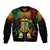 Personalised Tuvalu Independence Day Bomber Jacket Polynesian Tattoo and Plumeria Reggae Color