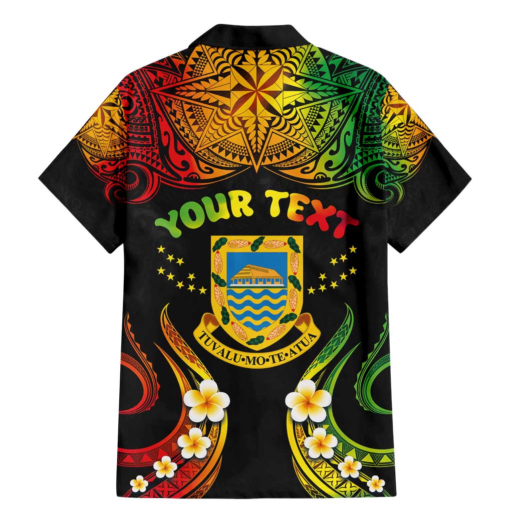 Personalised Tuvalu Independence Day Family Matching Mermaid Dress and Hawaiian Shirt Polynesian Tattoo and Plumeria Reggae Color