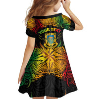 Personalised Tuvalu Independence Day Family Matching Off Shoulder Maxi Dress and Hawaiian Shirt Polynesian Tattoo and Plumeria Reggae Color LT03 - Polynesian Pride