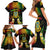 Personalised Tuvalu Independence Day Family Matching Short Sleeve Bodycon Dress and Hawaiian Shirt Polynesian Tattoo and Plumeria Reggae Color