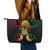 Personalised Tuvalu Independence Day Leather Tote Bag Polynesian Tattoo and Plumeria Reggae Color