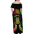 Personalised Tuvalu Independence Day Off Shoulder Maxi Dress Polynesian Tattoo and Plumeria Reggae Color