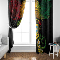 Personalised Tuvalu Independence Day Window Curtain Polynesian Tattoo and Plumeria Reggae Color