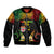 Personalised Malampa Fiji Day Bomber Jacket Polynesian Tattoo and Plumeria Reggae Color