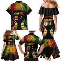 Personalised Malampa Fiji Day Family Matching Mermaid Dress and Hawaiian Shirt Polynesian Tattoo and Plumeria Reggae Color LT03 - Polynesian Pride