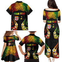 Personalised Malampa Fiji Day Family Matching Puletasi and Hawaiian Shirt Polynesian Tattoo and Plumeria Reggae Color LT03 - Polynesian Pride