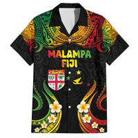 Personalised Malampa Fiji Day Family Matching Puletasi and Hawaiian Shirt Polynesian Tattoo and Plumeria Reggae Color LT03 Dad's Shirt - Short Sleeve Reggae - Polynesian Pride