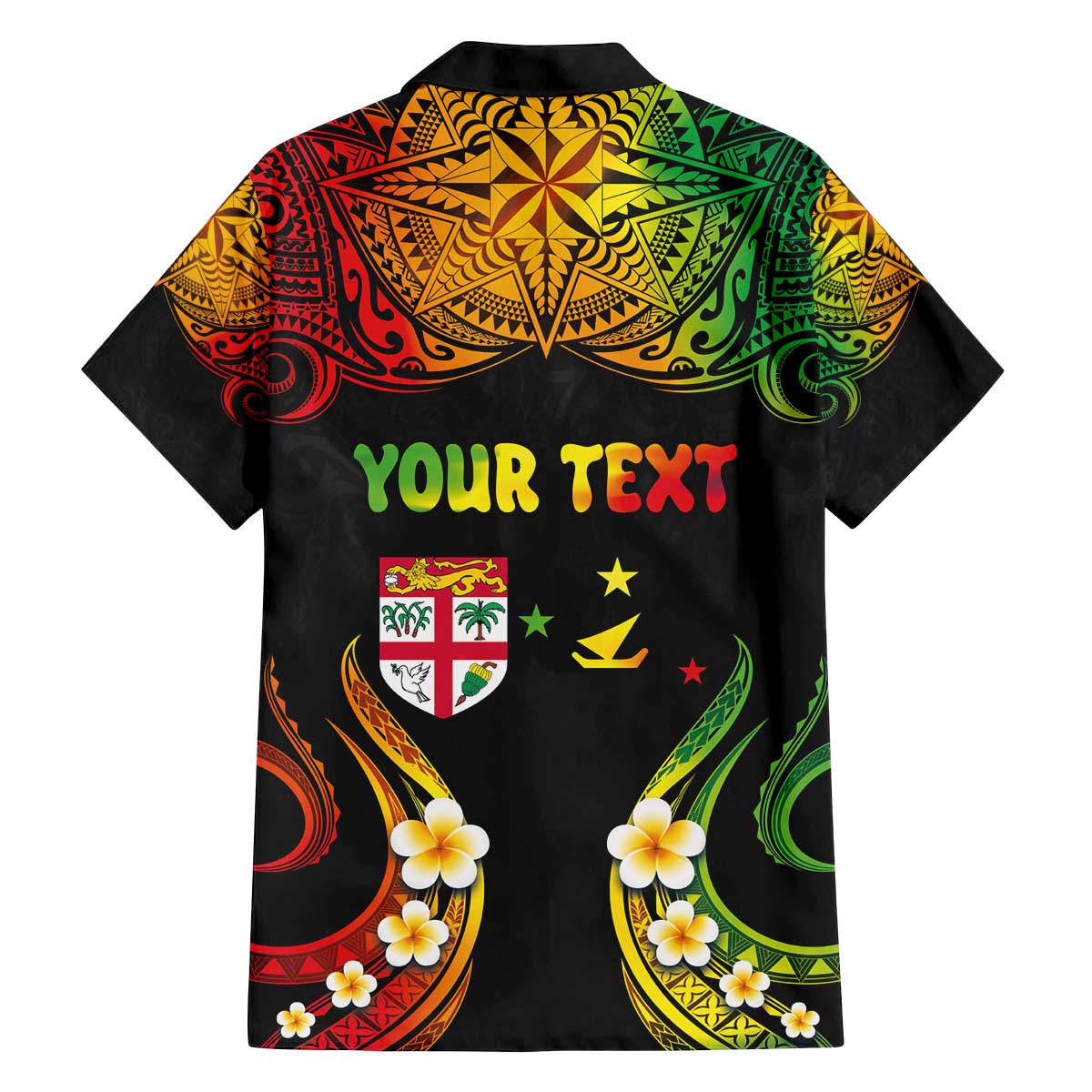 Personalised Malampa Fiji Day Family Matching Puletasi and Hawaiian Shirt Polynesian Tattoo and Plumeria Reggae Color LT03 - Polynesian Pride