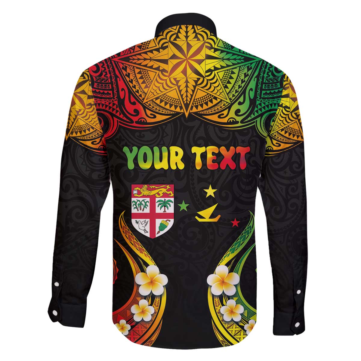 Personalised Malampa Fiji Day Family Matching Puletasi and Hawaiian Shirt Polynesian Tattoo and Plumeria Reggae Color LT03 - Polynesian Pride