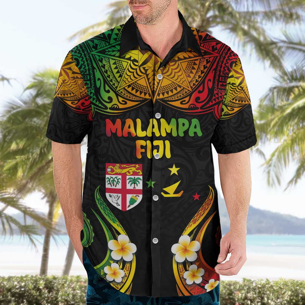 Personalised Malampa Fiji Day Hawaiian Shirt Polynesian Tattoo and Plumeria Reggae Color LT03 - Polynesian Pride