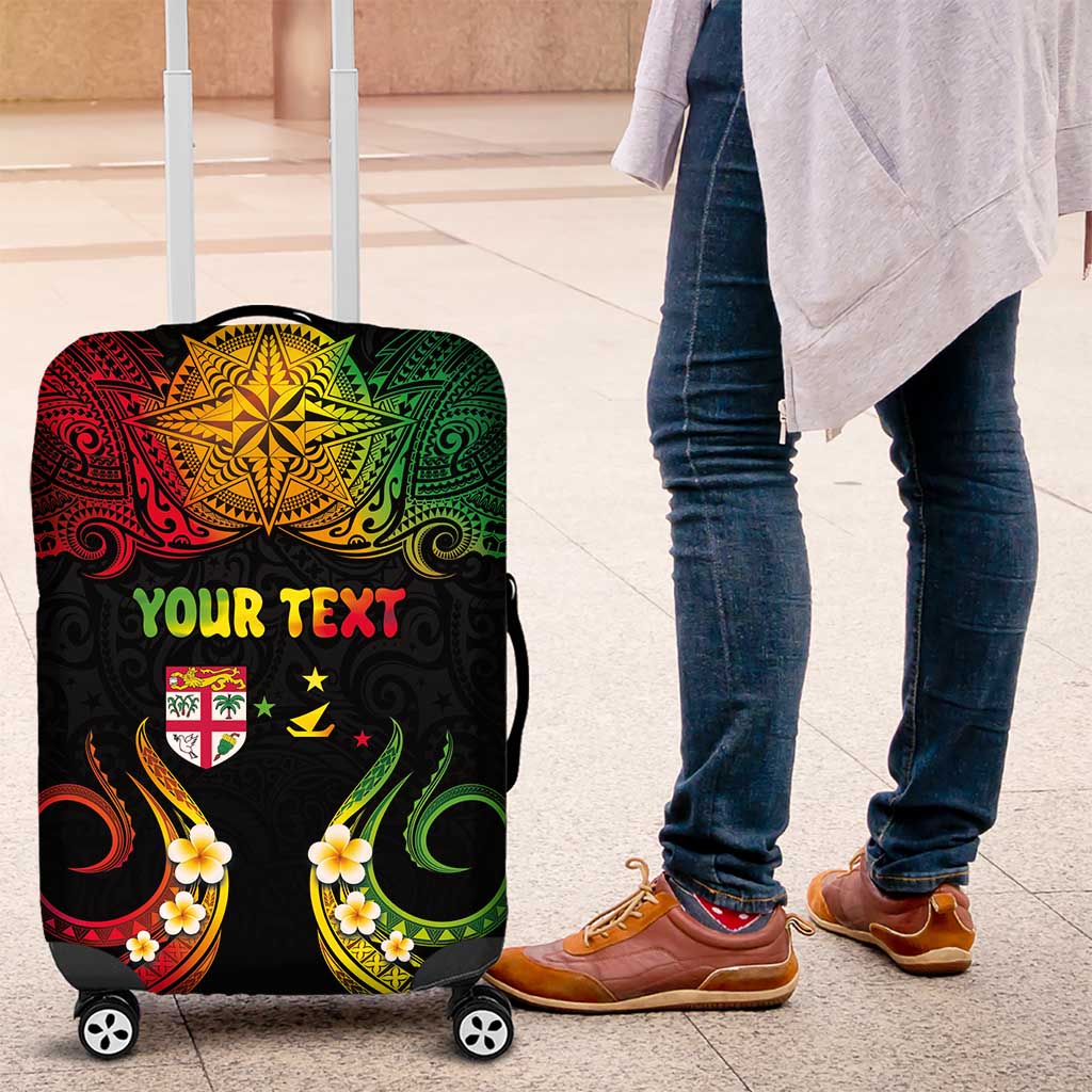 Personalised Malampa Fiji Day Luggage Cover Polynesian Tattoo and Plumeria Reggae Color LT03 Reggae - Polynesian Pride