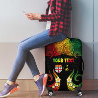 Personalised Malampa Fiji Day Luggage Cover Polynesian Tattoo and Plumeria Reggae Color LT03 - Polynesian Pride