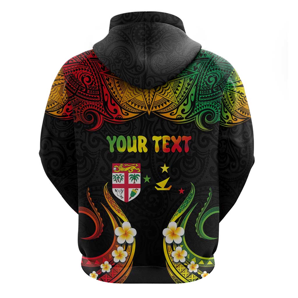 Personalised Malampa Fiji Day Zip Hoodie Polynesian Tattoo and Plumeria Reggae Color LT03 - Polynesian Pride