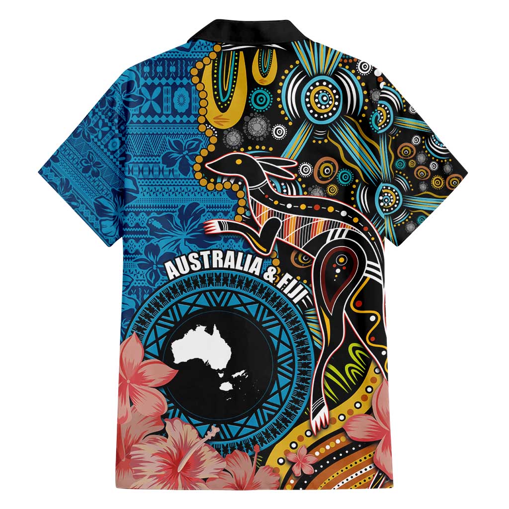 Fiji and Australia Kangaroos Family Matching Long Sleeve Bodycon Dress and Hawaiian Shirt Indigenous Aboriginal and Fijian Masi Tribal Tattoo LT03 - Polynesian Pride