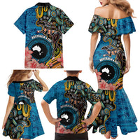 Fiji and Australia Kangaroos Family Matching Mermaid Dress and Hawaiian Shirt Indigenous Aboriginal and Fijian Masi Tribal Tattoo LT03 - Polynesian Pride