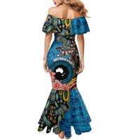Fiji and Australia Kangaroos Family Matching Mermaid Dress and Hawaiian Shirt Indigenous Aboriginal and Fijian Masi Tribal Tattoo LT03 - Polynesian Pride