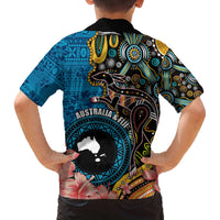 Fiji and Australia Kangaroos Family Matching Puletasi and Hawaiian Shirt Indigenous Aboriginal and Fijian Masi Tribal Tattoo LT03 - Polynesian Pride