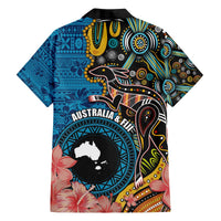 Fiji and Australia Kangaroos Family Matching Puletasi and Hawaiian Shirt Indigenous Aboriginal and Fijian Masi Tribal Tattoo LT03 - Polynesian Pride