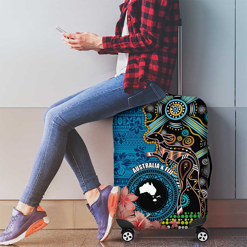 Fiji and Australia Kangaroos Luggage Cover Indigenous Aboriginal and Fijian Masi Tribal Tattoo LT03 - Polynesian Pride