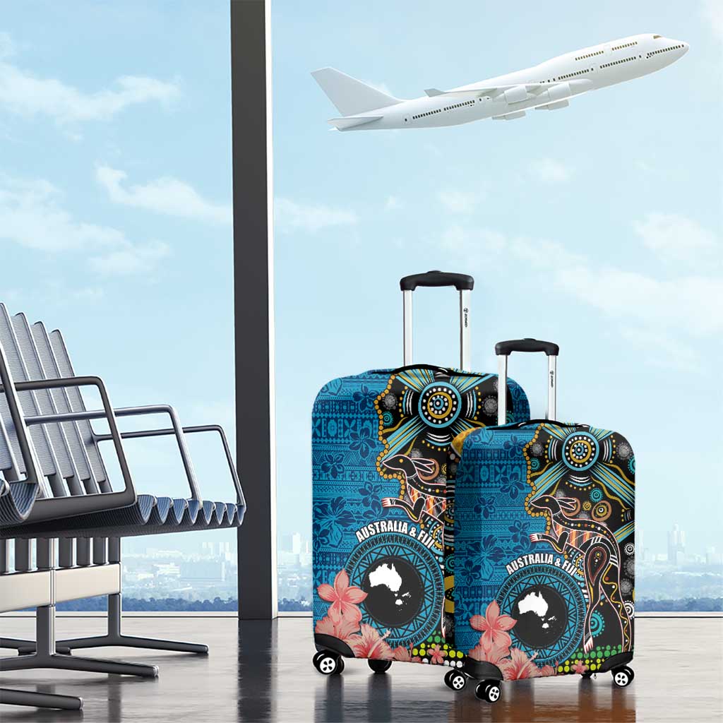 Fiji and Australia Kangaroos Luggage Cover Indigenous Aboriginal and Fijian Masi Tribal Tattoo LT03 - Polynesian Pride