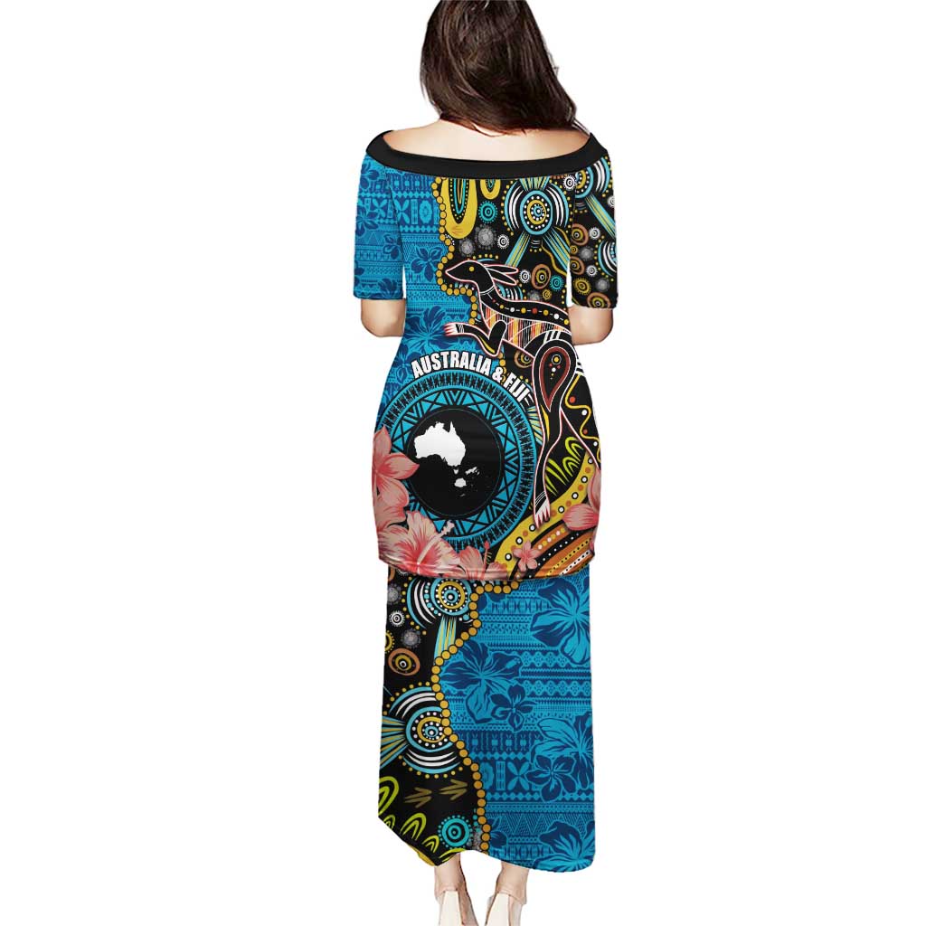 Fiji and Australia Kangaroos Puletasi Indigenous Aboriginal and Fijian Masi Tribal Tattoo