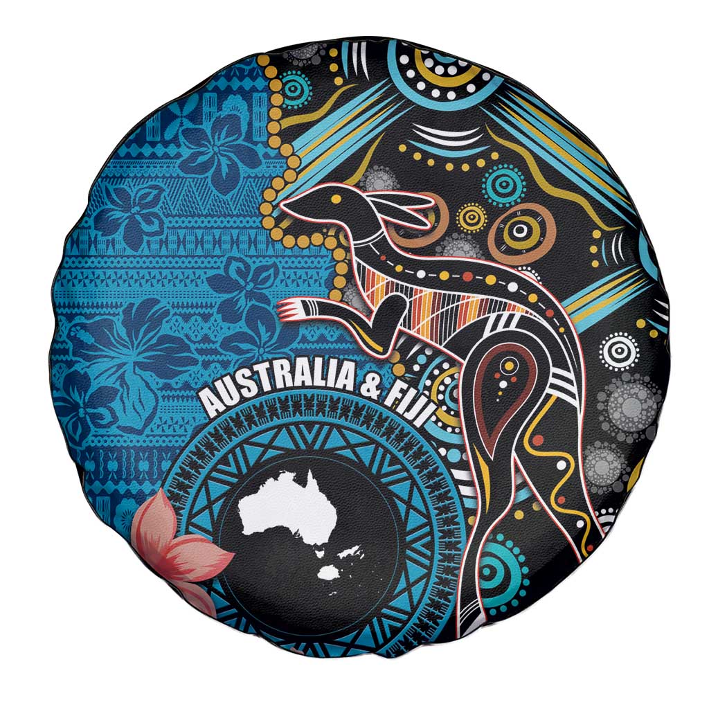 Fiji and Australia Kangaroos Spare Tire Cover Indigenous Aboriginal and Fijian Masi Tribal Tattoo