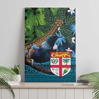 Fiji and New Zealand Tui Bird Canvas Wall Art Koru Fern Leafs and Palm Tree With Plumeria