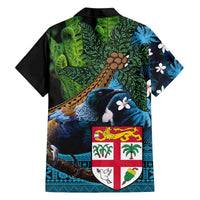 Fiji and New Zealand Tui Bird Family Matching Puletasi and Hawaiian Shirt Koru Fern Leafs and Palm Tree With Plumeria LT03 - Polynesian Pride