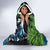 Fiji and New Zealand Tui Bird Hooded Blanket Koru Fern Leafs and Palm Tree With Plumeria