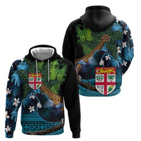 Fiji and New Zealand Tui Bird Zip Hoodie Koru Fern Leafs and Palm Tree With Plumeria LT03 - Polynesian Pride