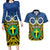 Vanuatu Tafea Province Couples Matching Long Sleeve Bodycon Dress and Hawaiian Shirt Pig Tusk Mix Maori Pattern and Namele Leaf LT03 Blue - Polynesian Pride