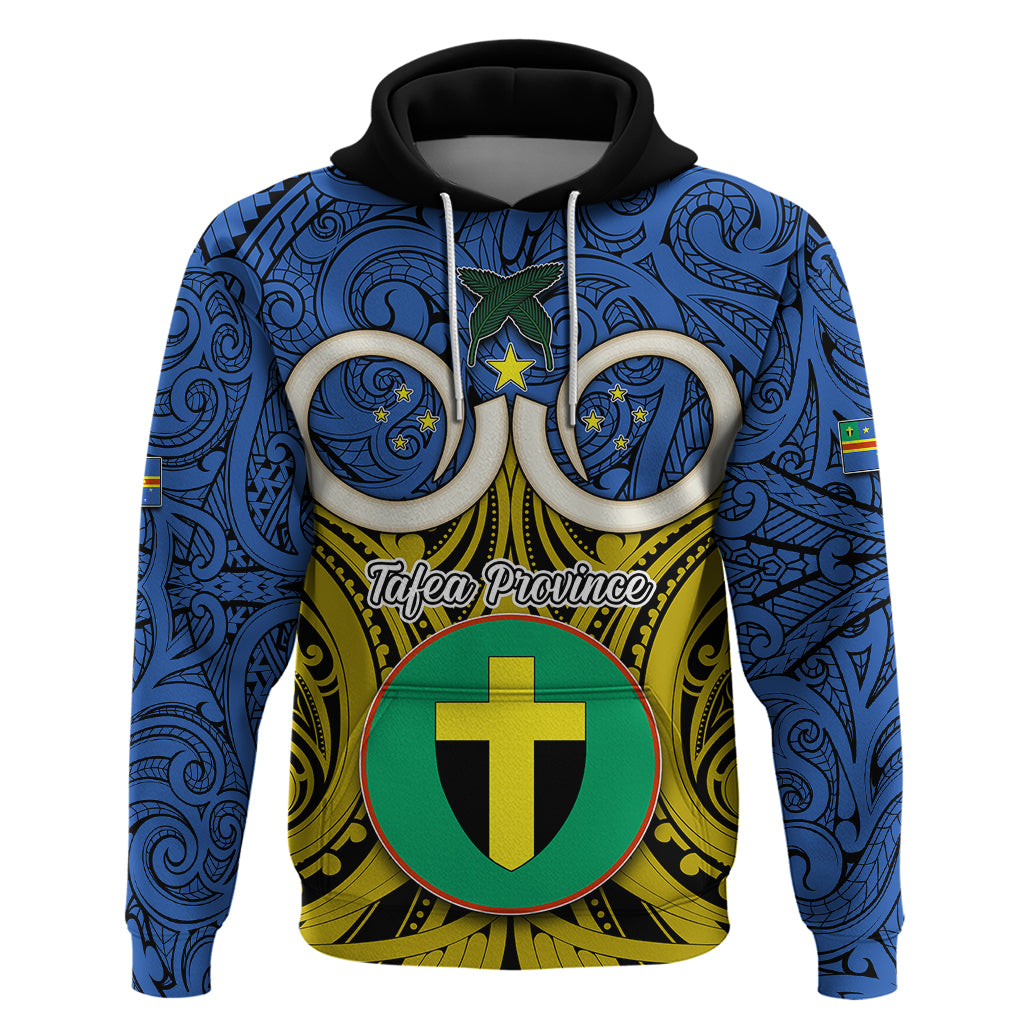 Vanuatu Tafea Province Hoodie Pig Tusk Mix Maori Pattern and Namele Leaf LT03 Blue - Polynesian Pride